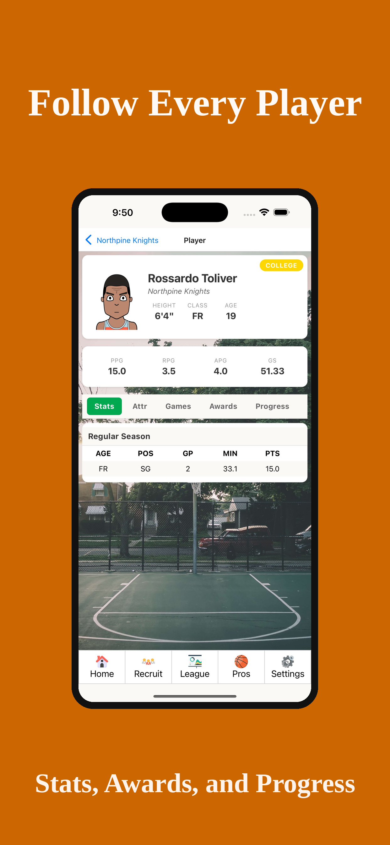 Player detail screen